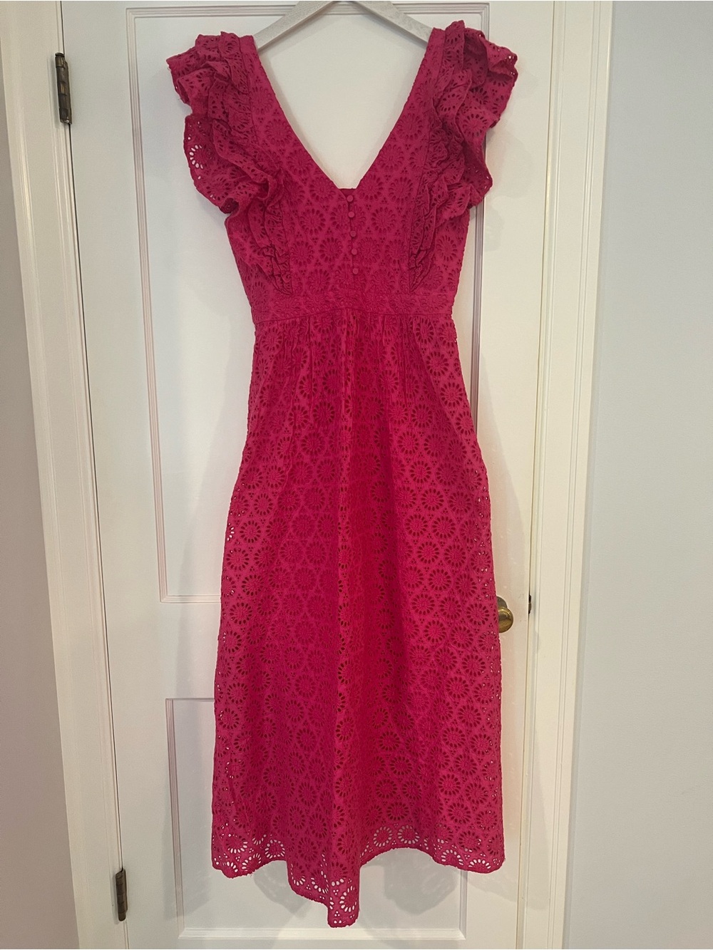 J.Crew Women's Eyelet Maxi Dress - Hot Pink